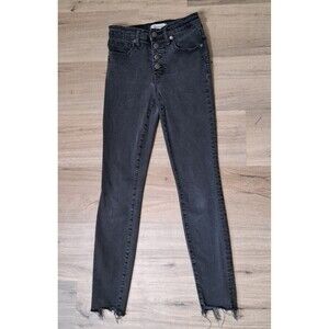 Madewell Women's Black Button Fly Skinny Jeans Hi Rise Stretch Size 26